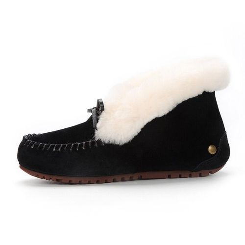 Uuto Qv-Mocassins En Cuir Vritable Pour Femme,Fourrure Naturelle,Chaussures Plates,Mocassins Dcontracts,Grande Taille,Nouvelle Mode,Hiver - 37