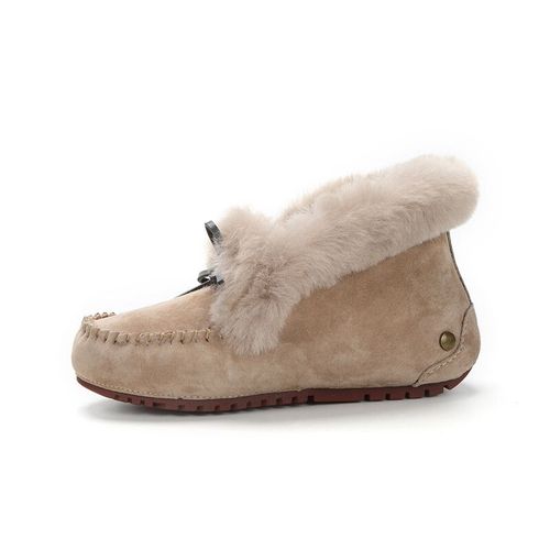 Uuto Qv-Mocassins En Cuir Vritable Pour Femme,Fourrure Naturelle,Chaussures Plates,Mocassins Dcontracts,Grande Taille,Nouvelle Mode,Hiver - 43
