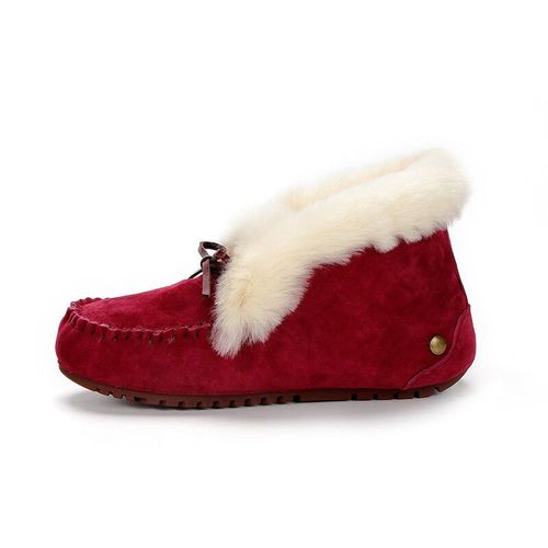 Uuto Qv-Mocassins En Cuir Vritable Pour Femme,Fourrure Naturelle,Chaussures Plates,Mocassins Dcontracts,Grande Taille,Nouvelle Mode,Hiver - 43