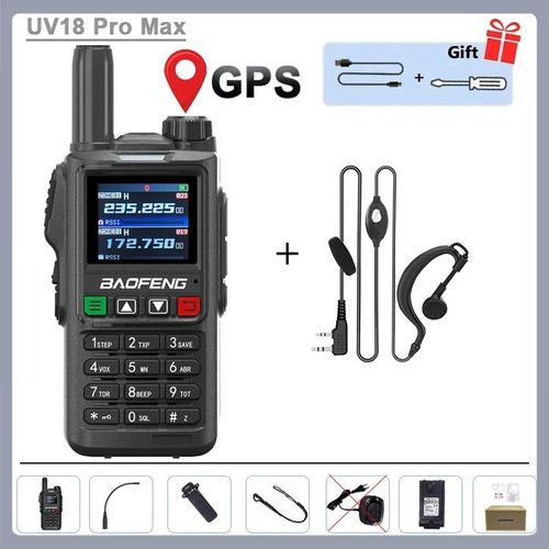UV18 Pro Max GPS Baofeng talkie-walkie Six bandes AM FM haute puissance sans fil frquence de copie NOAA 999CH longue porte UV-17 Pro Radios - Type Headset #B