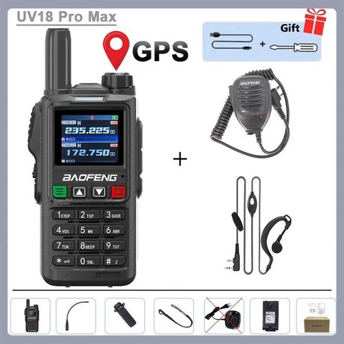 UV18 Pro Max GPS Baofeng talkie-walkie Six bandes AM FM haute puissance sans fil frquence de copie NOAA 999CH longue porte UV-17 Pro Radios - Type Headset-Mic #B