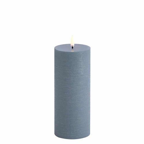 Uyuni - Led Pillar Candle - Hazy Blue, Rustic - 7,8x20,3 Cm (Ul-Pi-Hb