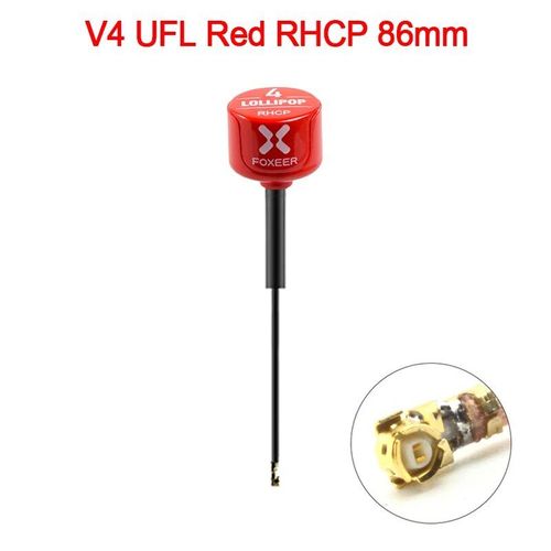 V4 Rouge Ufl 86 Mm - Original Enracin Eer Sucette 4 V4 Antenne  Gain lev 5.7g 2.6dbi Rhcp Sma Rp-Sma Ufl Droite/Angle Mmcx Pour Frekouracing Drone