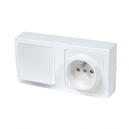 Va-Et-Vient + Prise 2p+T Vertical Saillie Complet- Blanc - Blok Debflex