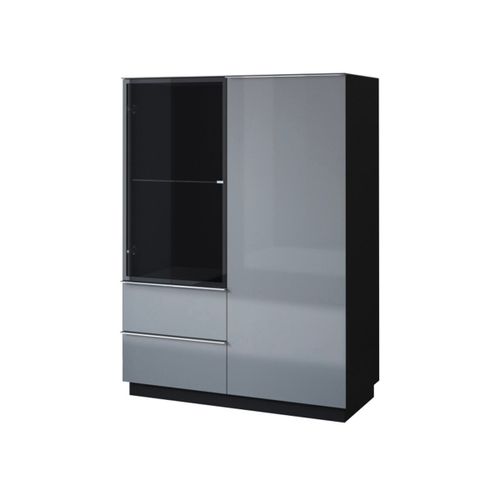 Vaisselier 2 Portes 2 Tiroirs Stratifis Gris Noir