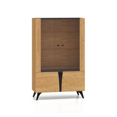 Vaisselier 4 Portes Stratifis Beige Et Noir