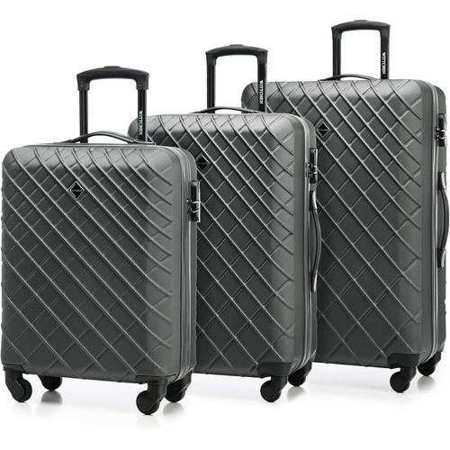 Valise De Voyage Bagage  Main Valise Cabine Valise Rigide En Abs Avec 4 Roulettes Pivotantes Serrure  Combinaison Poigne Tlescopique Classic Line Set De 3 Valises Noir
