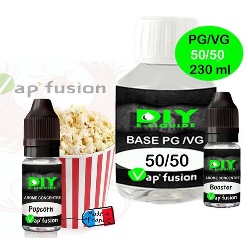 Vap'fusion : Pack E-Liquide Diy Facile 230ml - Base, Arme Et Booster Vap'fusion - 12mg - Pop Corn