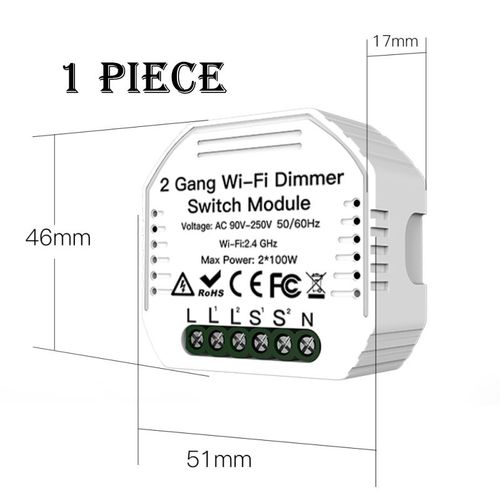 Variateur de lumire LED intelligent 2 voies, 2 boutons, WiFi, bricolage, Module interrupteur, Smart Life/Tuya APP, tlcommande, fonctionne avec Alexa Google Home
