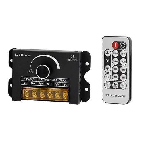 Variateur Led 12 V Avec Telecommande Rf Et Fonction Minuterie, Boitier En Aluminium Dc 5-24 V 40 A, Variateur Pwm