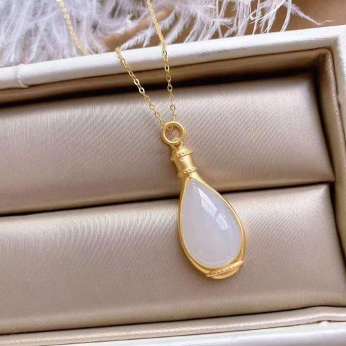 Vase En Argent Incrust De Jade Naturel Hotan Pour Femmes, Pendentif, Collier, Style Chinois Rtro, Design De Miniature, Bijoux  Breloques