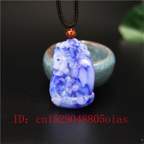 Vase En Pierre De Jade Blanche Et Bleue Naturelle, Pendentif, Collier, Bijoux En Jade Chinois, Amulette Sculpte, Cadeaux  La Mode Pour Femmes Et Hommes