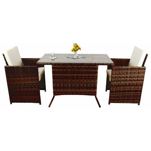 Vcm 3 Pcs. Salon De Jardin Balcon Set Meubles De Jardin Verre Table Chaises Rotin Raloso 3 Pcs. Salon De Jardin Balcon Set Meubles De Jardin Verre Table Chaises Rotin Raloso