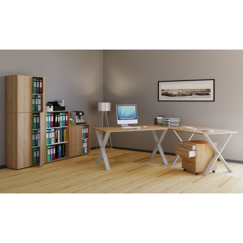 Vcm Bureau D'angle Bureau Informatique Table D'angle Lona P. 80 Cm X Argent Bureau D'angle Bureau Informatique Table D'angle Lona P. 80 Cm X Argent