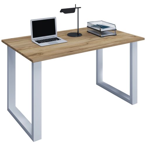 Vcm Bureau En Bois Table D'ordinateur Table De Travail Meubles De Bureau Lona U Alu Argent Bureau En Bois Table D'ordinateur Table De Travail Meubles De Bureau Lona U Alu Argent