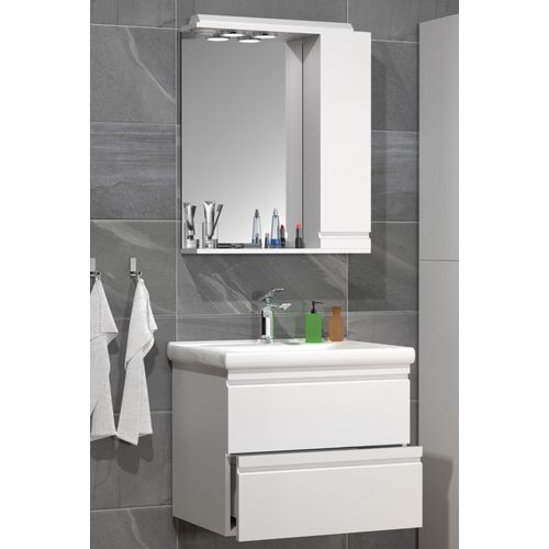 Vcm Ensemble De Meubles De Salle De Bains 3-Pices Lavabo 60 Cm Lavabo Sans Poigne Tiroir Armoire De Toilette Silora L