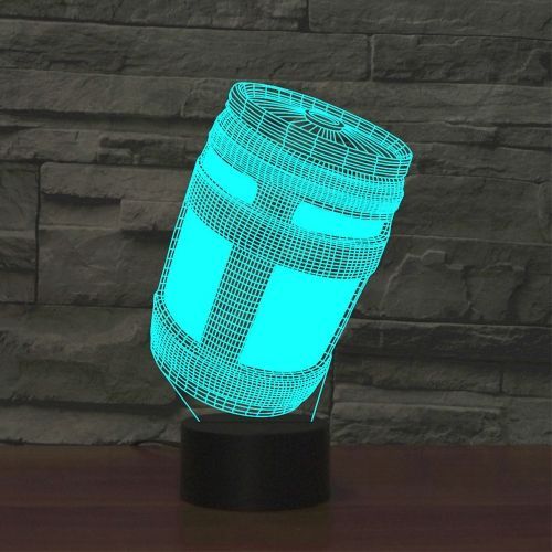 Veilleuse Dcorative Led 3d Crative  Base Noire, Tlcommande 16 Couleurs, Motif : Tonneau De Vin