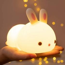 Veilleuse bébé lapin sans fil touch souple LED multicolore dimmable BU –