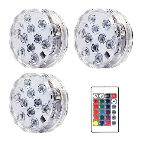 Veilleuse Sous-Marine  10led Rgb Subsn,Luminaire Dcoratif D'extrieur,Idal Pour Une Piscine,Un Vase,Un - 4 Lamp 1 Controller