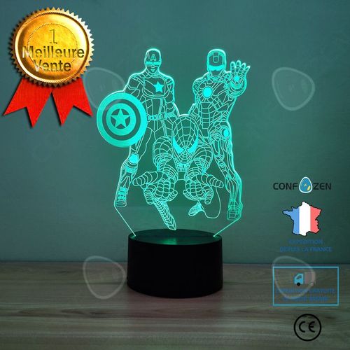 Veilleuses 3d Lampe Illusion Avengers Marvel Comics Iron Man Spider-Man Led Jouets Pour Enfants Cadeaux De Nol Lampes Am2840