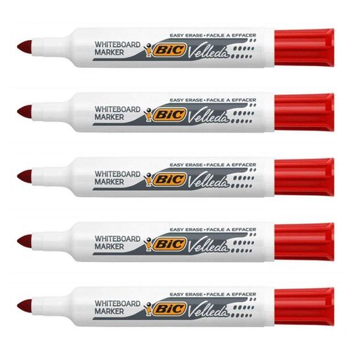 Velleda Lot De 5 Feutres Tableau Blanc Effaable  Sec 1711 Pointe Ogive Large Rouge