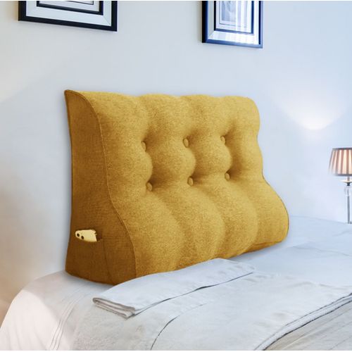 Vercart Compens Coussin De Lecture Triangulaire De Repos Au Lit Dossier Tte De Lit Soutien Dorsal Oreiller Dcoratif, Jaune Mlange De Lin