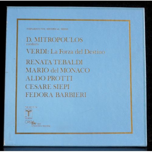 Verdi Forza Del Destino Florence 53 Mitropoulos M. Del Monaco  R. Tebaldi  A. Protti  C. Siepi F. Barbieri R. Capecchi - Verdi