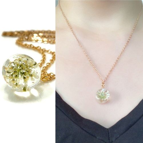 Vritable Collier De Fleurs Mode Sch Botanique Colliers Pendentifs Pour Femmes Sch Fleur Verre Pendentif Rose Or Couleur Chane Cadeau
