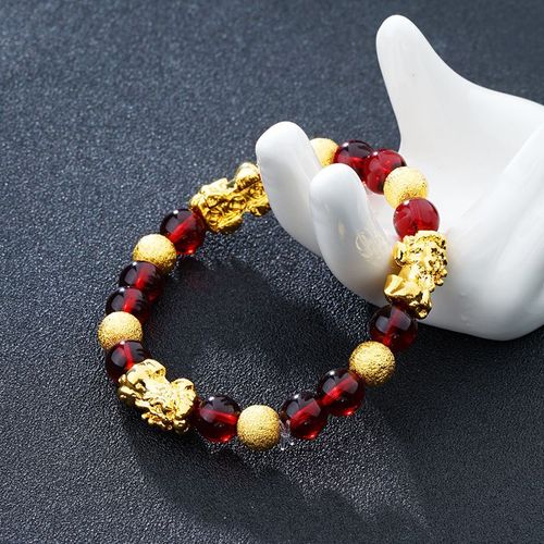 Vritables Perles De Pierre D'obsidienne Noire Pour Hommes Et Femmes, Bracelet De Richesse De Bouddha, Bracelets Feng Shui, Document En Or 24 Carats, Bijoux  Porte De Main, 2020
