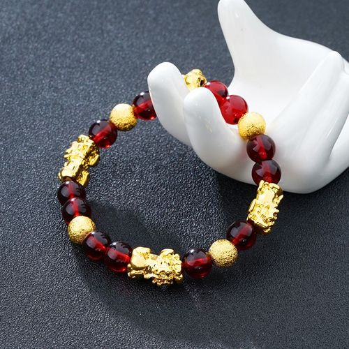 Vritables Perles De Pierre D'obsidienne Noire Pour Hommes Et Femmes, Bracelet De Richesse De Bouddha, Bracelets Feng Shui, Document En Or 24 Carats, Bijoux  Porte De Main, 2020