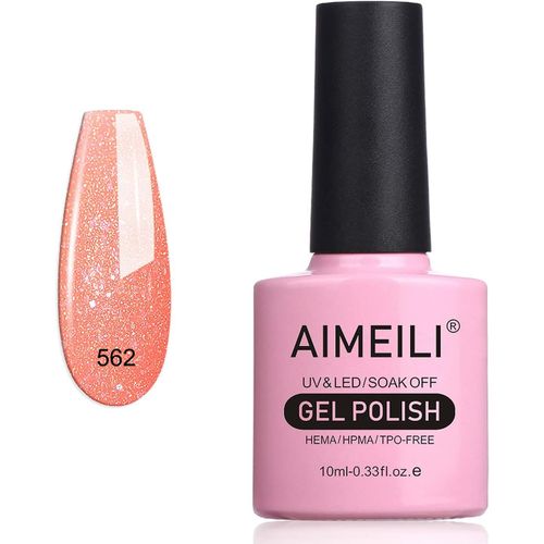 Vernis Gel Semi Permanent Nu Corail Paillet Shimmer, Vernis  Ongles Gel Uv Led Nail Polish Soak Off Manucure Salon Longue Dure Varnish 10ml(562)