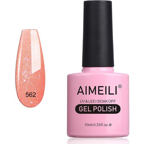 Vernis Gel Semi Permanent Nu Corail Paillet Shimmer, Vernis  Ongles Gel Uv Led Nail Polish Soak Off Manucure Salon Longue Dure Varnish 10ml(562)