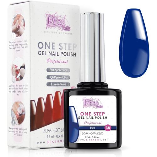 Vernis Semi Permanent Uv/Led One Step 12 Ml - Bleu - Effet Ongles Foncs Mais Trs Brillants Avec Ou Sans Base Et Top Coat
