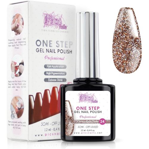 Vernis Semi Permanent Uv/Led One Step 12 Ml - Champagne Scintillant - Des Ongles D'un Salon Avec Ou Sans Base Et Top Coat
