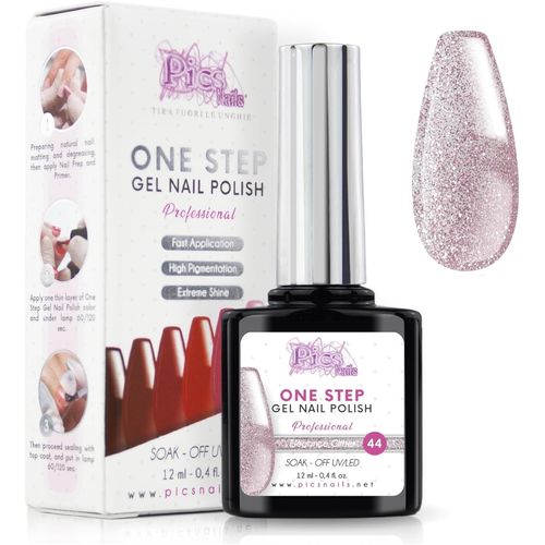 Vernis Semi Permanent Uv/Led One Step 12 Ml - Paillettes lgantes - Effet Ongles Foncs Mais Trs Brillants Avec Ou Sans Base Et Top Coat