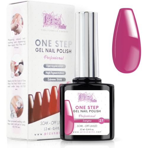 Vernis Semi Permanent Uv/Led One Step 12 Ml - Sangria - Effet Ongles Foncs Mais Trs Brillants Avec Ou Sans Base Et Top Coat