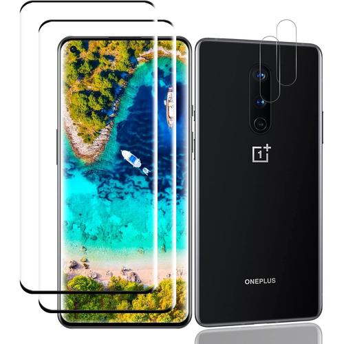 Verre Tremp Pour Oneplus 7 Pro 7t Pro Film Protection2 Pcs Verre Tremp+2 Pcs Camra Arrire Protecteurebord Incurv Plein Couverturesans Bulleantiscratchsensible Au Toucherultra Hd