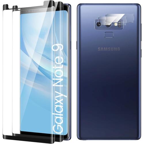 Verre Tremp Pour Samsung Galaxy Note 9, Film Protection cran, Sans Bulles D'air Ultra Rsistant Anti-Rayures 2 Pices Protection cran + 2 Pices Camra Protection cran