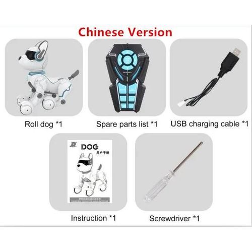 Version chinoise - Robot parlant Intelligent RC, chien marche danse, animal de compagnie interactif, contrle vocal, encyclopdie, enseignement aux enfants, jouets Puzzle intelligents