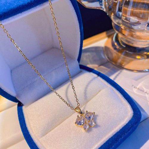 Version Corenne De Style Ins Collier En Acier Au Titane Filles Sens Haut De Gamme Niche Polyvalente Perle Clavicule Chane Pendentif Accessoires-X836 Collier Papillon En Or