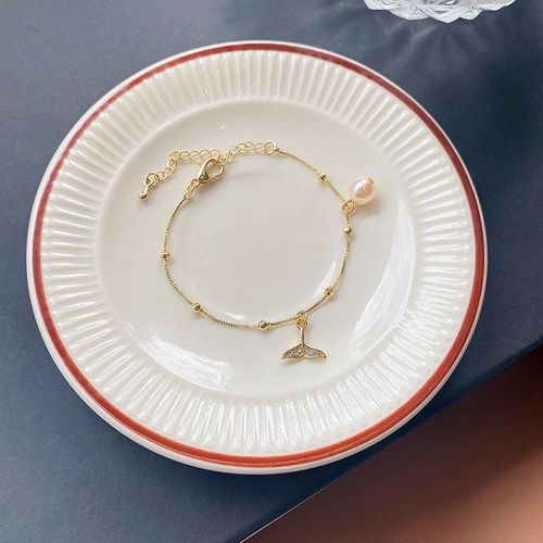 Version Corenne De Style Ins Perle Bracelet En Queue De Poisson Sens Haut De Gamme Personnalit De La Mode Bracelet En Diamant Femme Couple Copines Main Bijoux-Sw-D002 Or