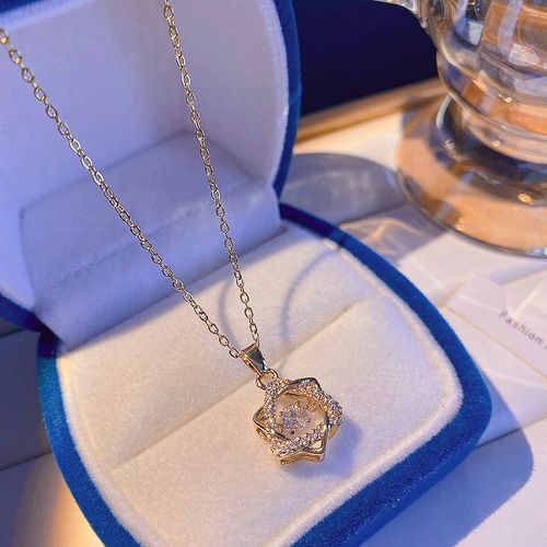 Version Corenne Du Collier En Acier Au Titane De Style Ins Filles Haut Sens Polyvalent Niche Perle Clavicule Chane Pendentif Accessoires-X812 Collier Or-Hexagramme