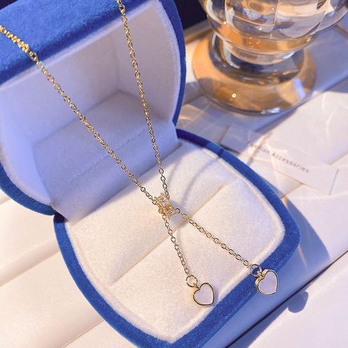 Version Corenne Du Collier En Acier Au Titane De Style Ins Filles Pendentif Chane De Clavicule De Perle De Niche Polyvalente De Sens lev Avec Accessoires-X588 Collier D'or-Amour