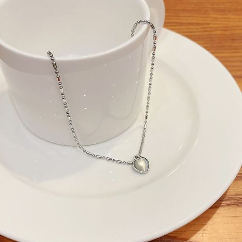 Version Corenne Du Collier En Acier Au Titane De Style Ins Filles Sens lev De La Polyvalence Niche Perle Clavicule Chane Pendentif Avec Accessoires-X916 Collier D'amour En Argent-Opale