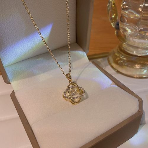 Version Corenne Du Collier En Acier Au Titane De Style Ins Pour Filles Sens lev De La Polyvalence Niche Perle Clavicule Chane Pendentif Avec Accessoires-X618 Or-Double Anneau Collier