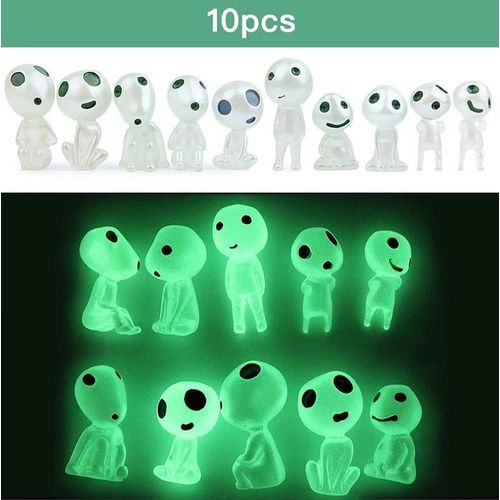 Vert 10 pices - Arbre lumineux elfes, esprit princesse Mononoke, Micro paysage lumineux, dcoration de jardin en pot, miniatures