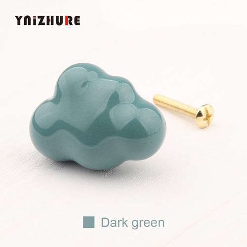 Vert Fonc - Poignes De Meuble En Cramique Pour Chambre D'enfant, Boutons De Meuble, Nuage, Poigne En Laiton, Style Cratif, Pour Commode, Tiroir, Garde-Robe, Porte