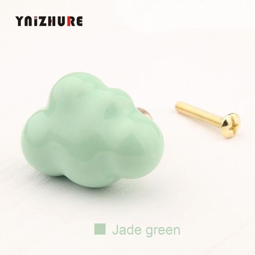 Vert Jade - Poignes De Meuble En Cramique Pour Chambre D'enfant, Boutons De Meuble, Nuage, Poigne En Laiton, Style Cratif, Pour Commode, Tiroir, Garde-Robe, Porte