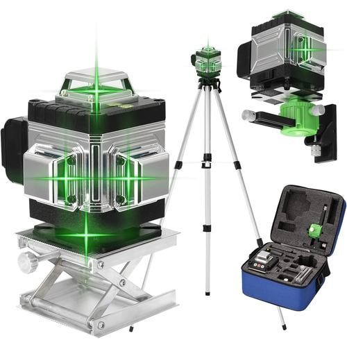 Vert Vert Niveau Laser 360 Vert 4d 16 Lignes,Laser Chantier 3 Auto-Nivelant, Avec Batterie Et Support Rotatif, Support De Trpied