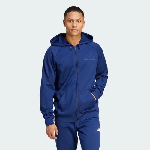 Veste  Capuche Entirement Zippe Petit Logo Game And Go Training Adidas - Dark Blue - L